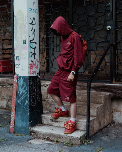 BURGUNDY AM SWEATSUIT / SHORT SET