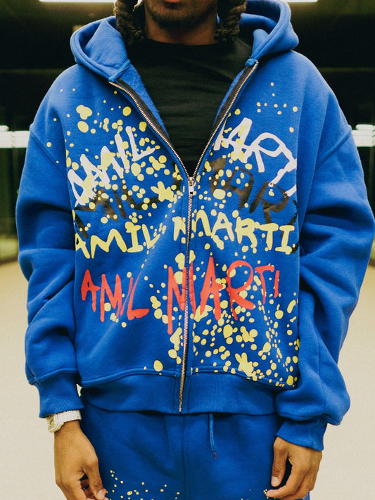 AM Paint Splatter Full-Zip Hoodie