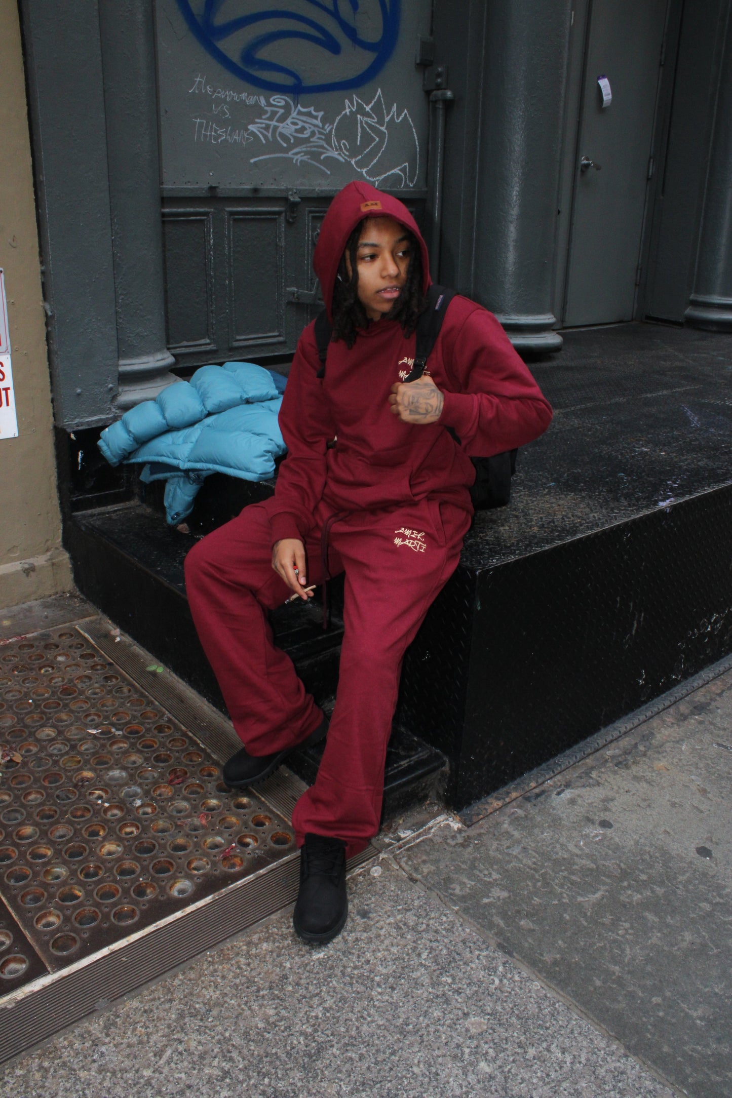 BURGUNDY AM SWEATSUIT / SHORT SET